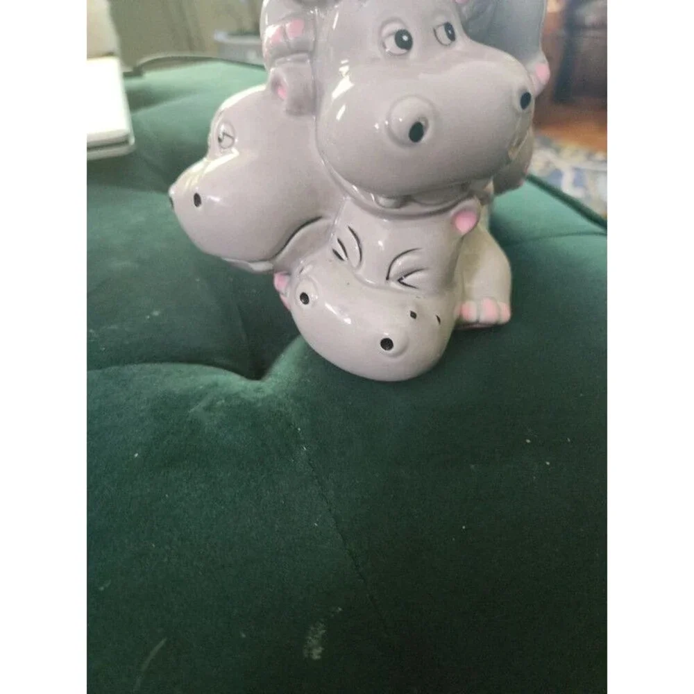 Vintage Pile of Hippos Bank Vintage Ceramic 4 Hippos, Pristine & Beyond Cute!